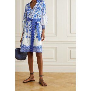 Alice + Olivia Shanley Belted Blue Floral Midi Dress